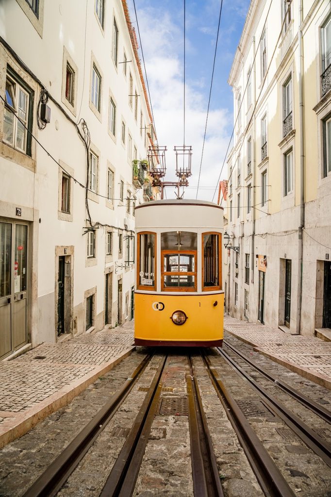 lisbon, tram, portugal, means of transport, traffic, vacation, tourism, to travel, city, urban, city vacation, europe, vacations, travel
